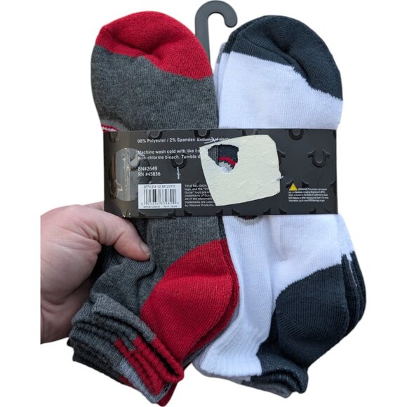 12 pack True Religion Half Cushion Quarter Socks Men's 10-13 shoes size 8-12 NEW - Picture 2 of 11